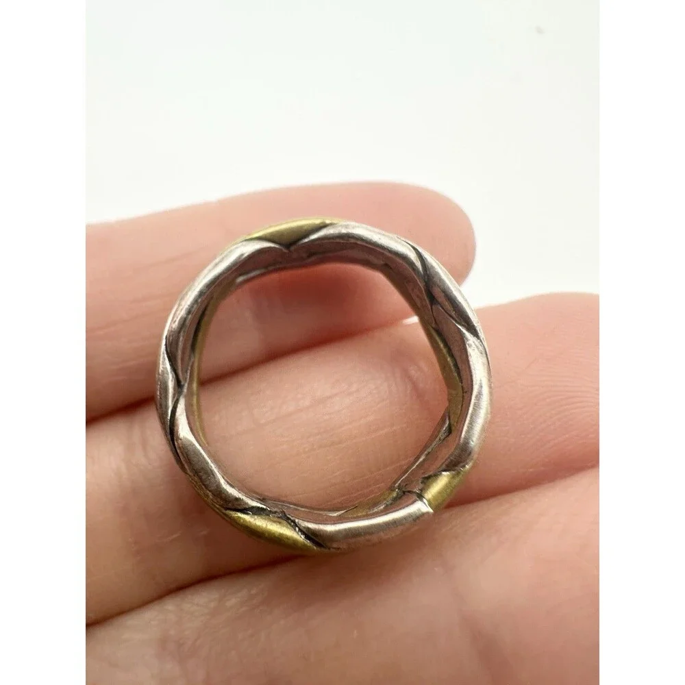 Mexico 925 Sterling Silver Brass Braided Ring Band Size 6.5
